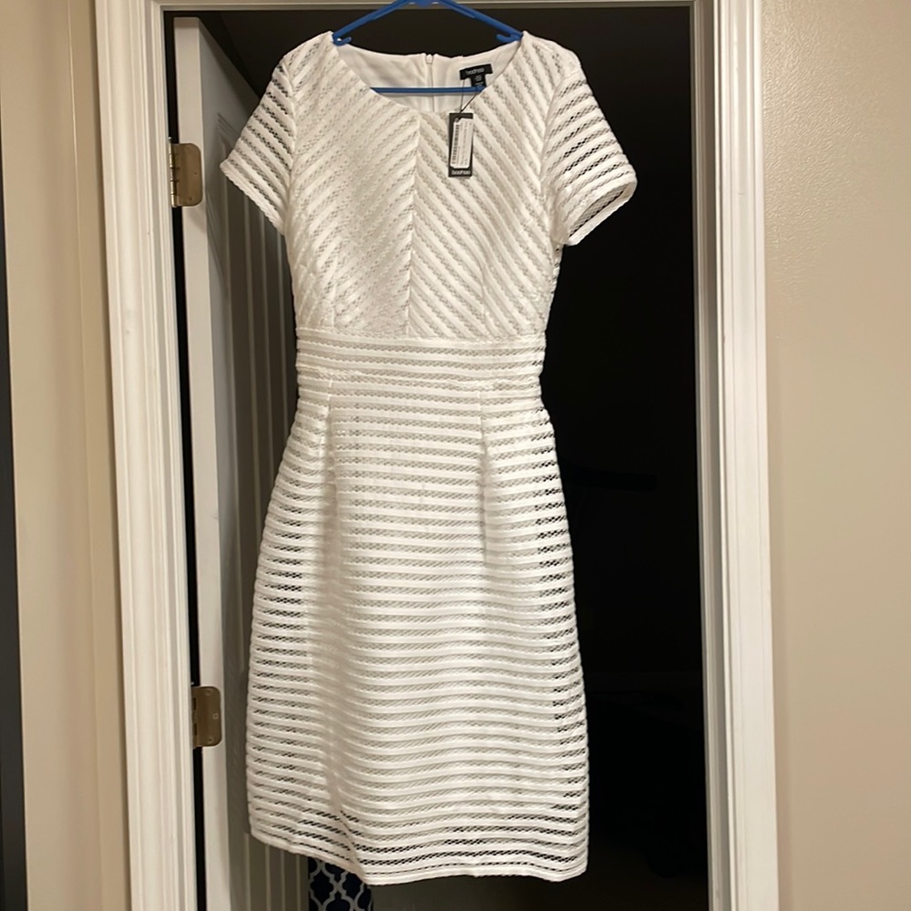 Boutique full skirted white midi dress